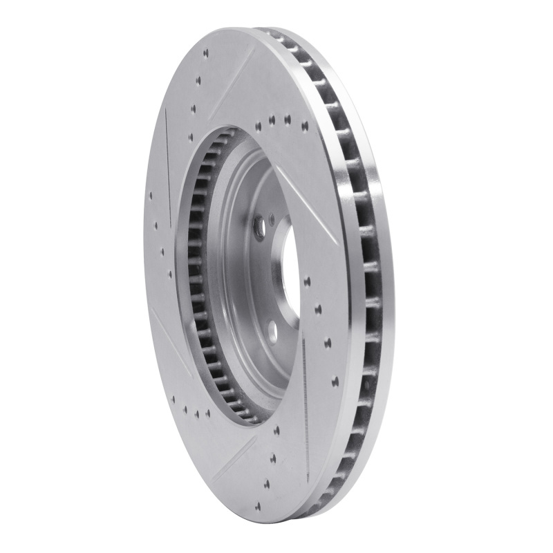 Lexus ES300 Brake Rotor (1) - Front Right - R1 Concepts - Drilled & Slotted - Silver - `99-`07